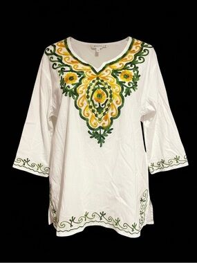 Shubaum soft boho embroidered top